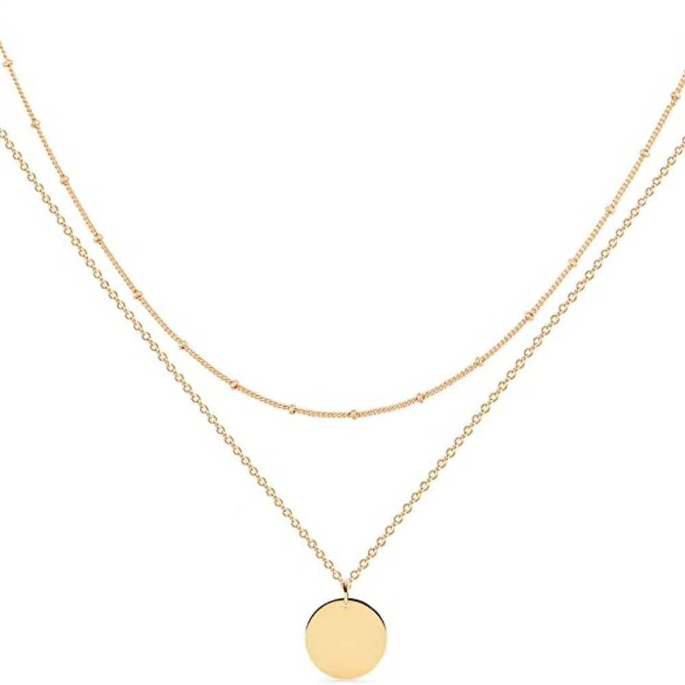 18k Gold Plated Dainty Gold Choker Arrow Bar Layering Long Necklace for Women